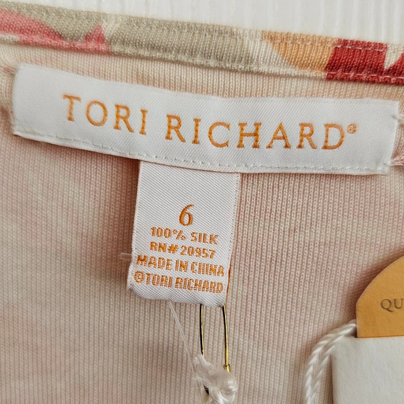 NWT Tori Richard Honolulu Oyster Adrift 100% Silk Wrap Dress Size 6 - Picture 3 of 9